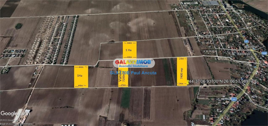 Teren Balotesti str Lunii 7400 mp intravilan