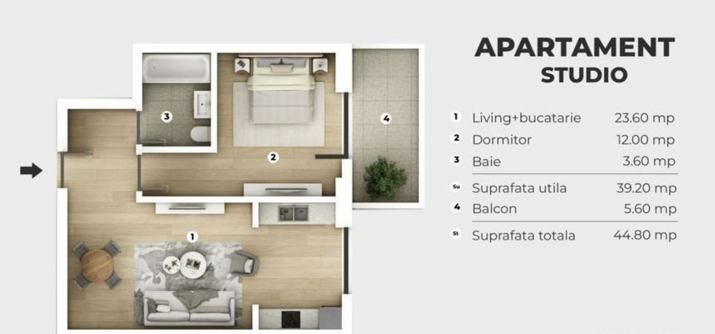 Apartament 2 camere tip studio la cel mai mic pret,metrou...