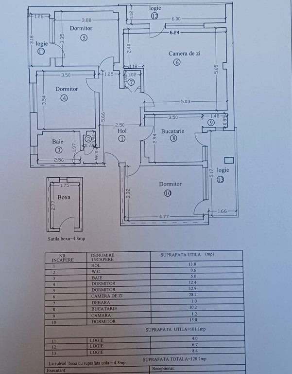SUD zona Bulevard 4 camere et 1 dec. 120 mp la 128000 euro