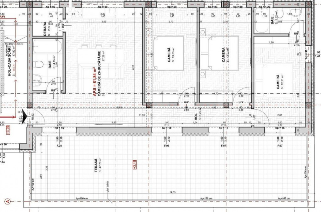 Penthouse 4 camere, 82mp, terasa 48mp