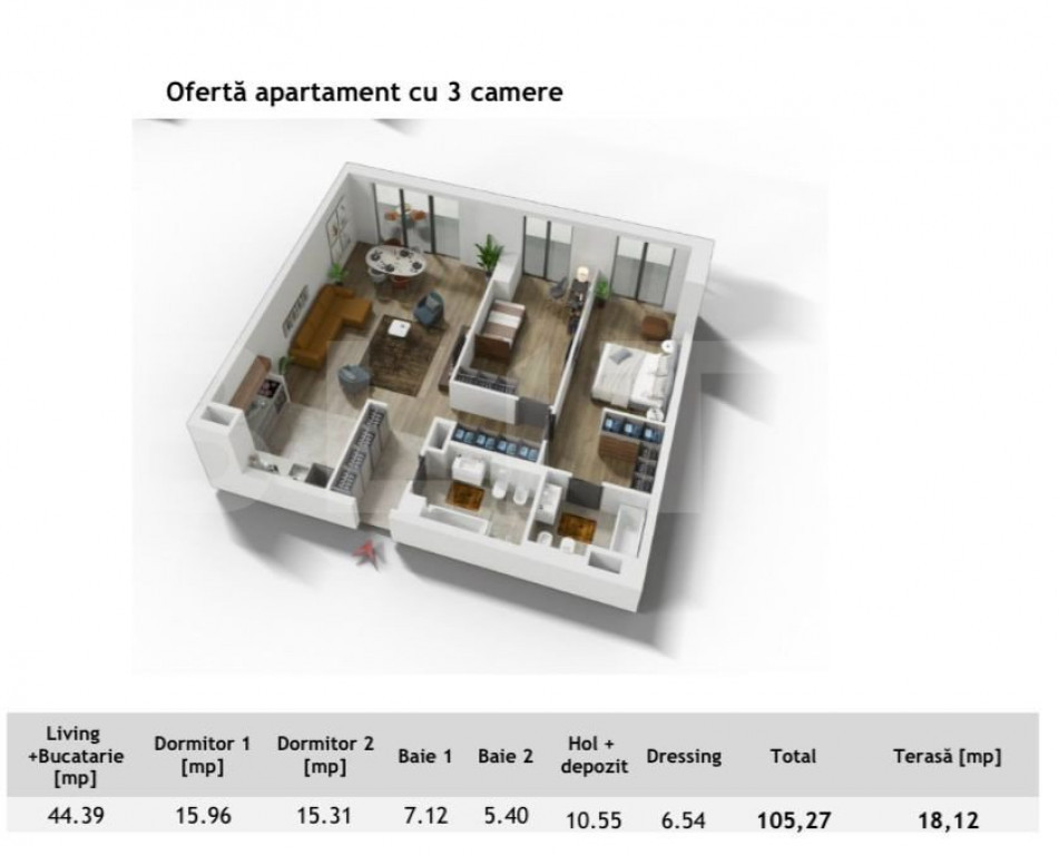 Apartament 3 camere ,105mp, zona Centrala in cel mai exclusi