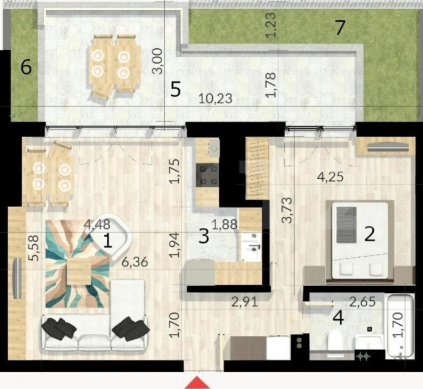 Apartament 2 camere, 97 mp, terasa, cartier Craiovei