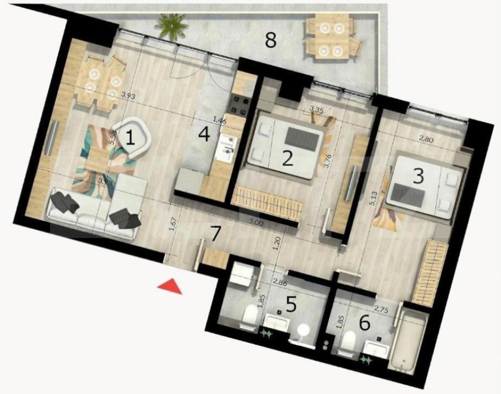 Apartament 3 camere, 70 mp, balcon, cartier Craiovei