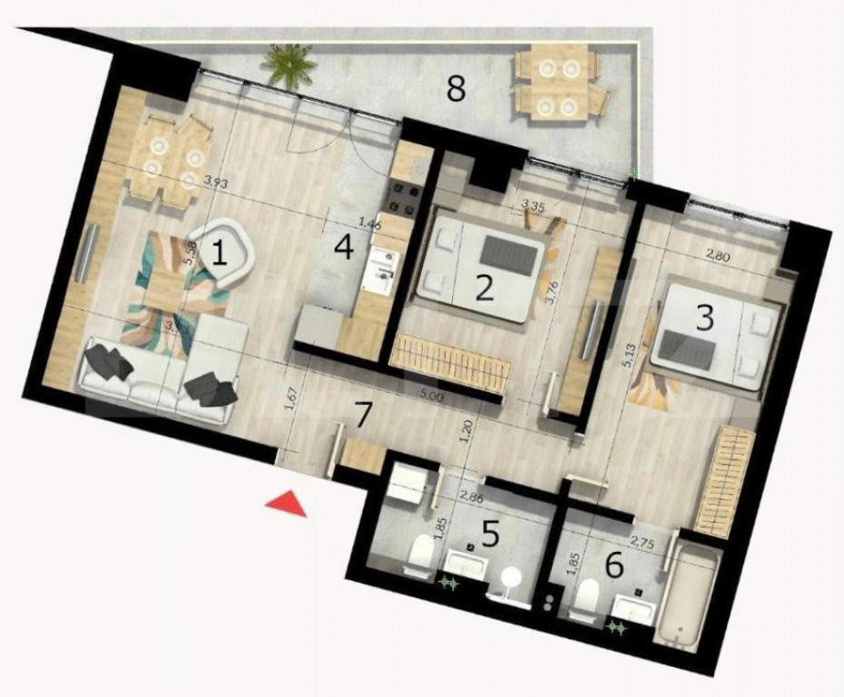 Apartament 3 camere, 99 mp, balcon, cartier Craiovei