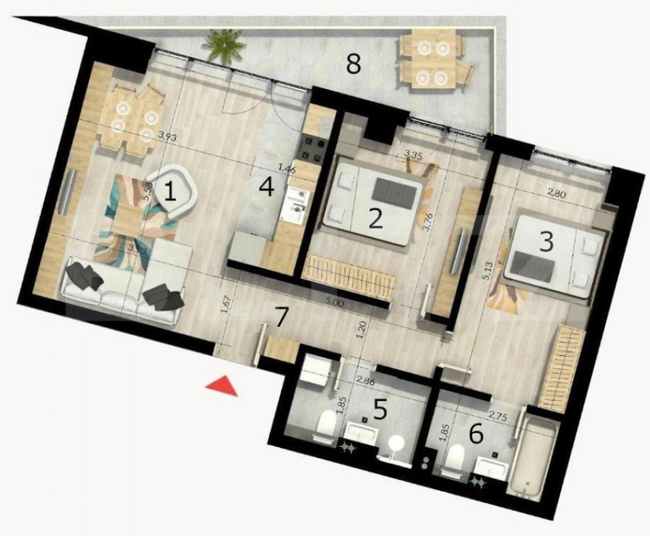 Apartament 3 camere, 99 mp, cartierul Craiovei