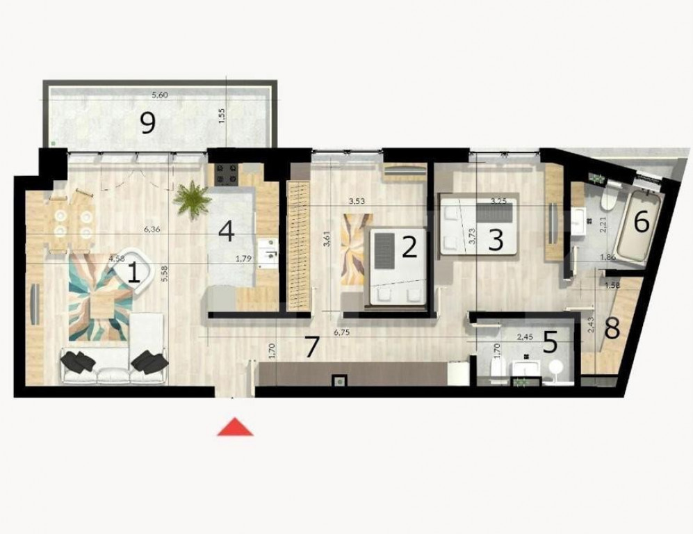 Apartament 3 camere, 109 mp, Ansamblu Rezidențial