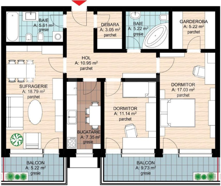 Apartamente cu 3 camere, Rate de la dezvoltator Bloc Nou