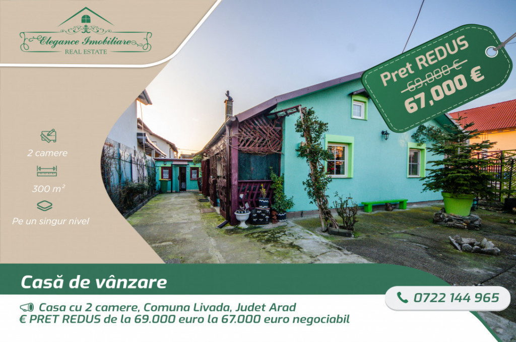 Casa cu 2 camere, Comuna Livada, Judet Arad