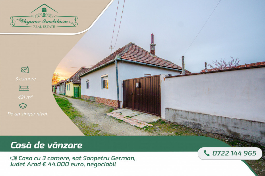 Casa cu 3 camere, Sat Sânpetru German, Judet Arad