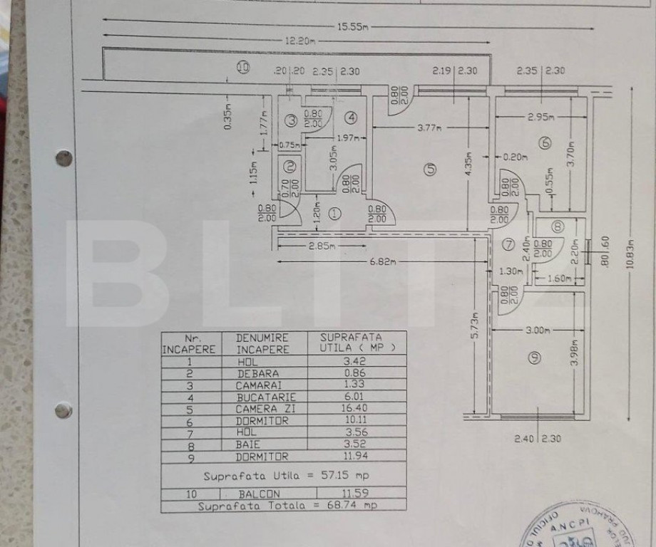 Apartament 3 camere,57mp, zona de Sud