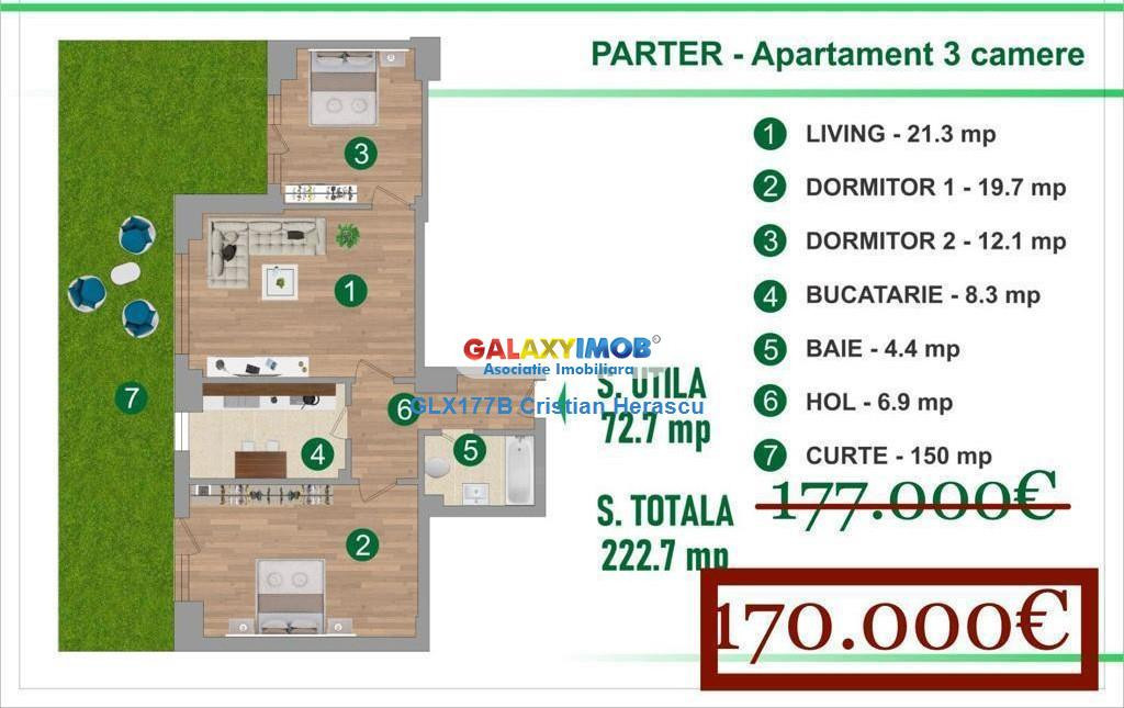 Colentina Apartament Parter 3 camere 73 mp Curte Proprie 1