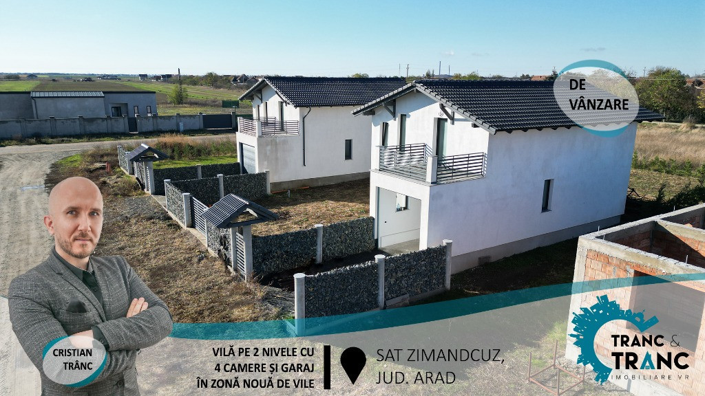 Vila pe 2 nivele cu 3 dormitoare si garaj in Zimandcuz