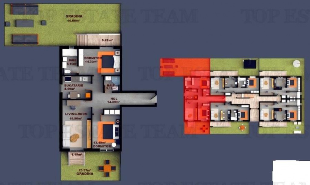 Apartament 3 camere cu gradina 76 mp, finisaje Premium, zona