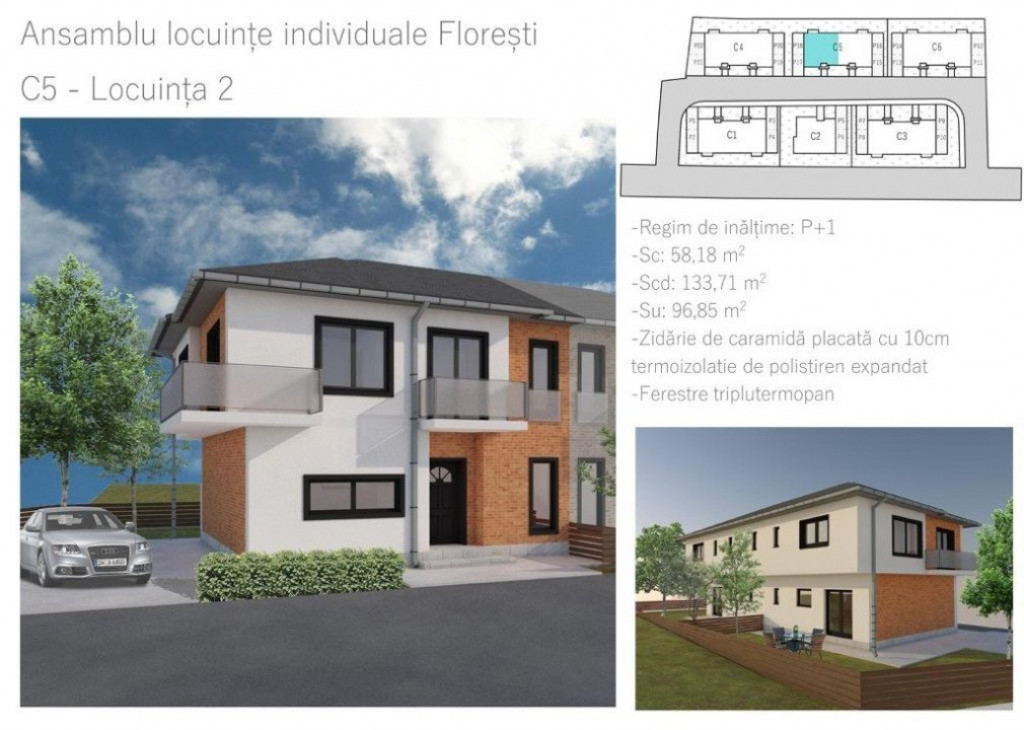 Duplex 99 mp utili, teren 200mp, ansamblu privat, zona Catan