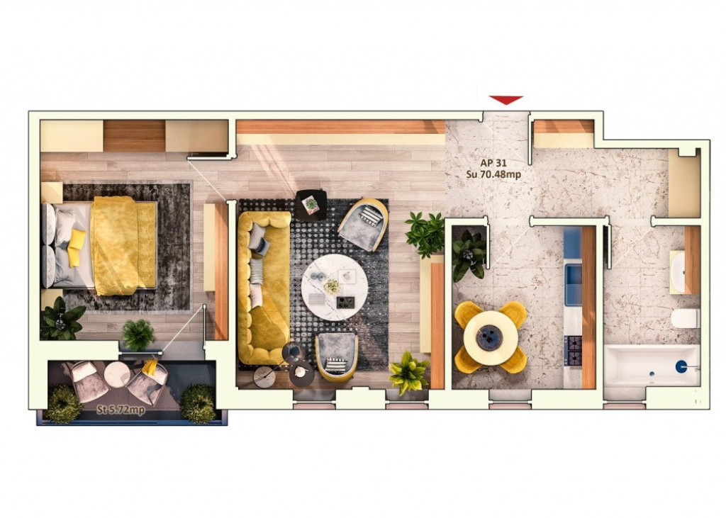 Apartament 2 camere decomandate, 57 mp, 4 mp balcon, parcare