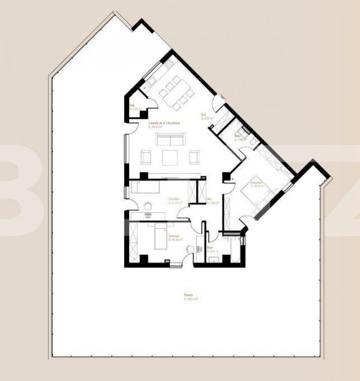 Penthouses 4 camere, 120 mp utili, terasa 255mp, Tva inclus