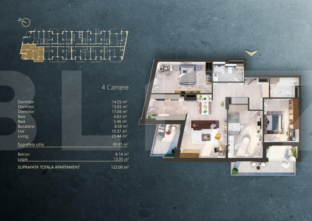 Apartament 4 camere intr-un Ansamblu rezidential Premium, zo