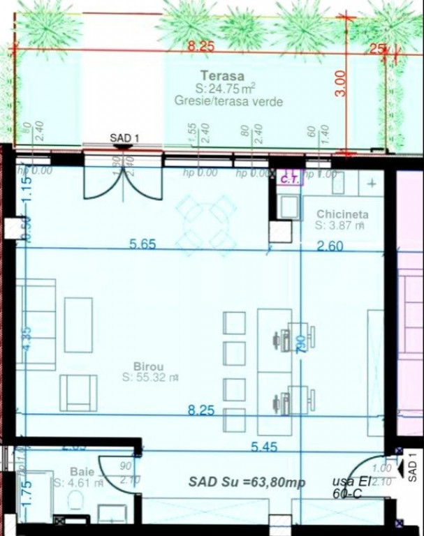Ocazie, aparatament SAD, 64 mp utili, parter, cu terasa, zon