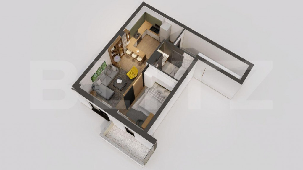 Apartament 1 camera tip Studio, decomandat, 46 mp, Galata