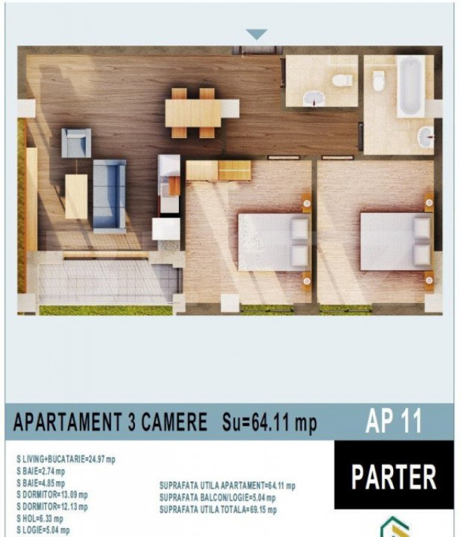 Apartament de 3 camere, bloc nou, Calea Moldovei!