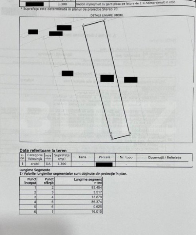 Teren intravilan 1300 mp, toate utilitățile, 16 ml front s