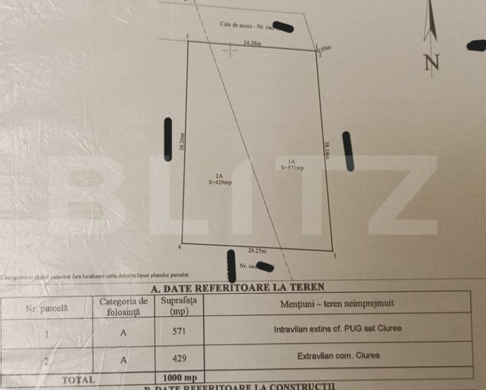 Teren pt casa 1000 mp in Ciurea la strada