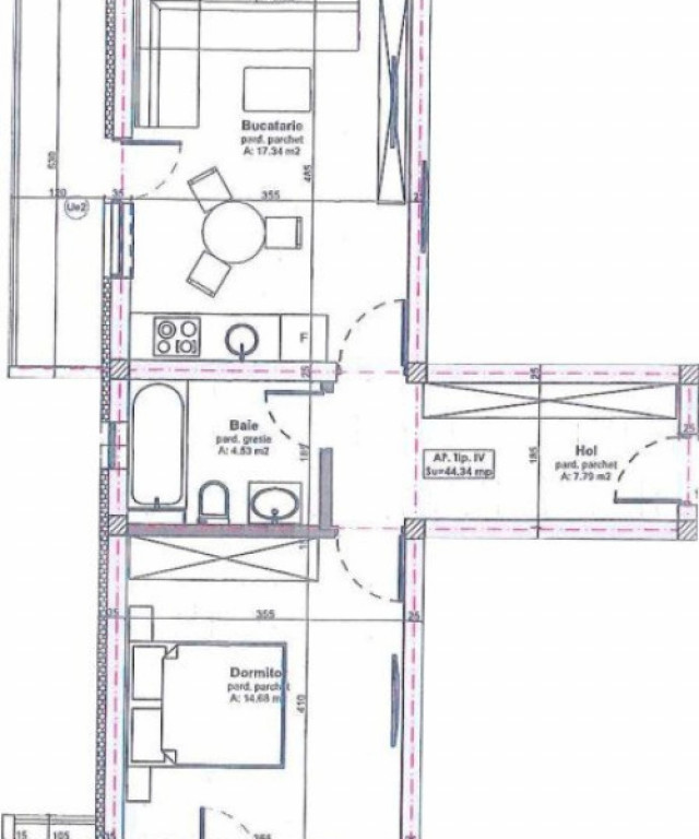 Apartament cu 2 camere, 45mp, etaj intermediar, in Apahida