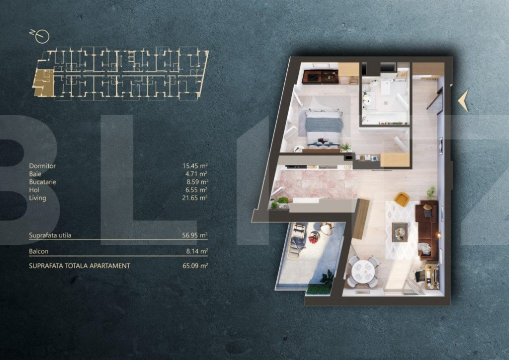 Apartament 2 camere intr-un Ansamblu rezidential Premium, zo