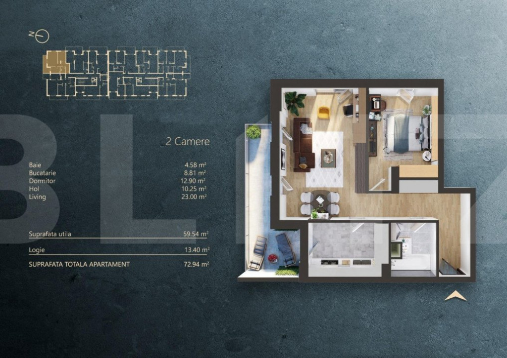 Apartament 2 camere intr-un Ansamblu rezidential Premium, zo