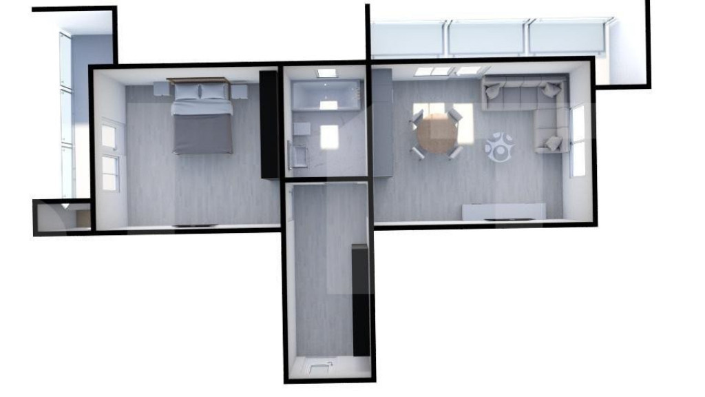 Apartament de 2 camere, 44,34 mp utili, etajul 2, zonă verd