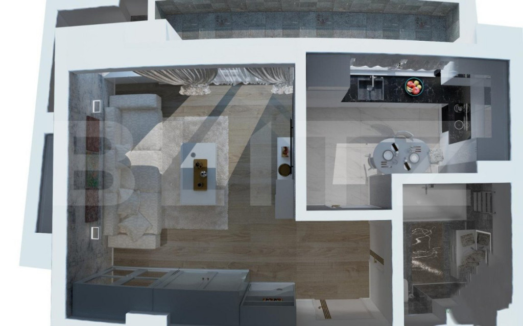 Apartament 1 camera, 41.82 mp, zona Frumoasa