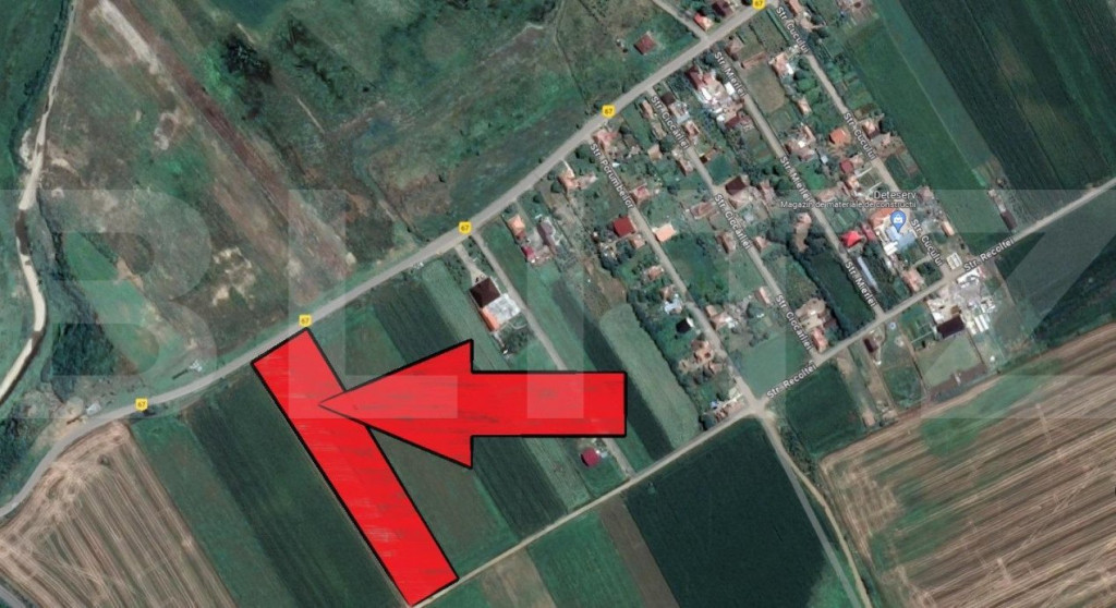 Teren intravilan, 5800 mp, 24 ml front la drumul asfaltat, c