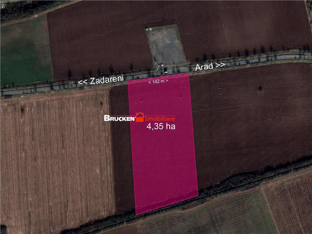 TEREN CU POTENTIAL INDUSTRIAL | 4,35 HA | ARAD, ZADARENI