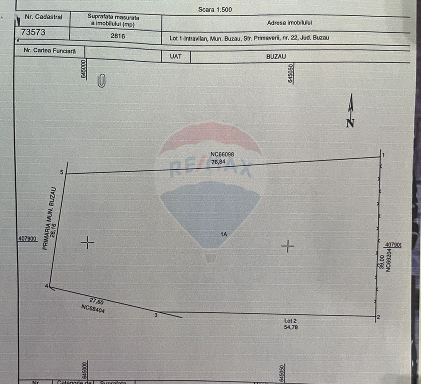 Teren 2,816mp Buzau / Strada Primaverii