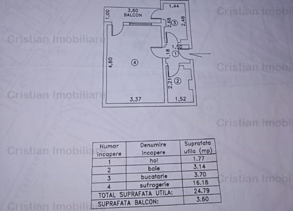 Garsoniera Confort 1 Decomandat BLOC MIXT etaj 2 Radu Negru