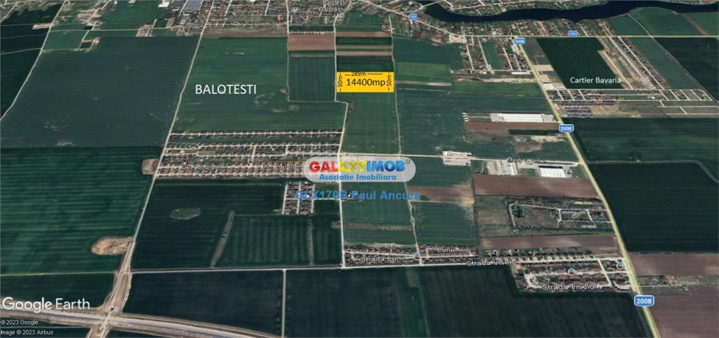Teren Balotesti 14400 mp intravilan la str Amurgului cu str