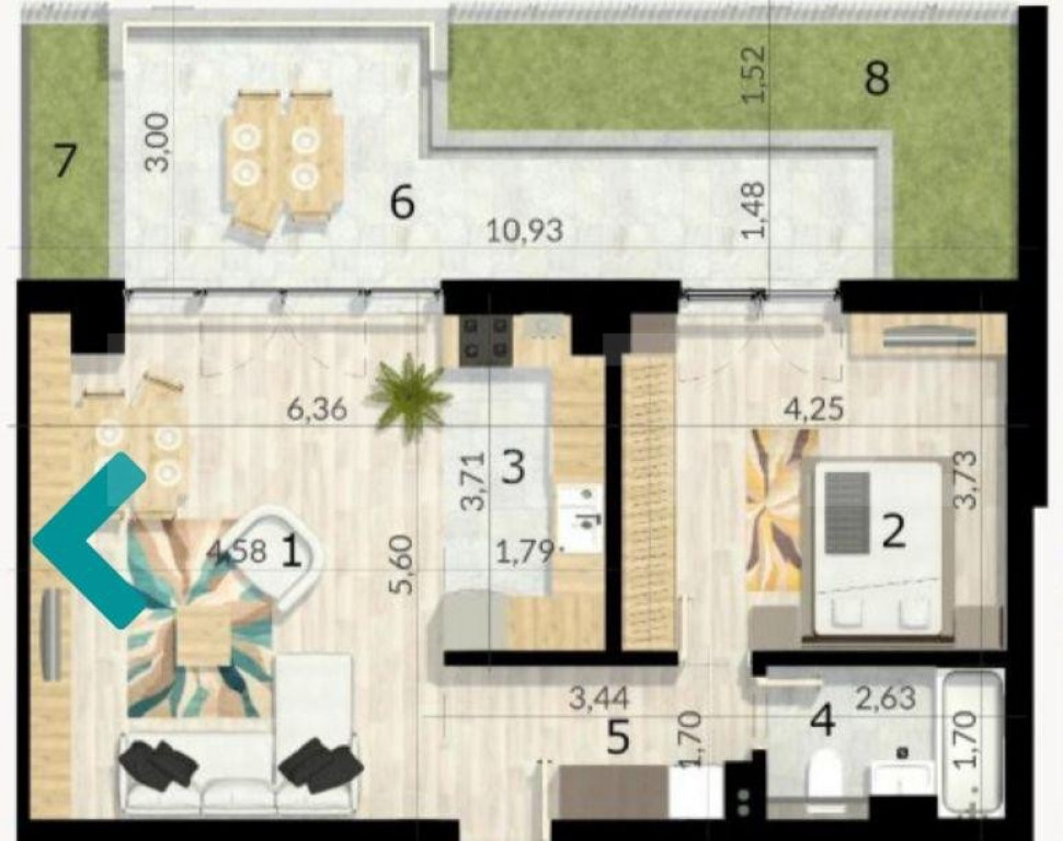 Apartament 2 camere, 107 mp, terasa, cartier Craiovei