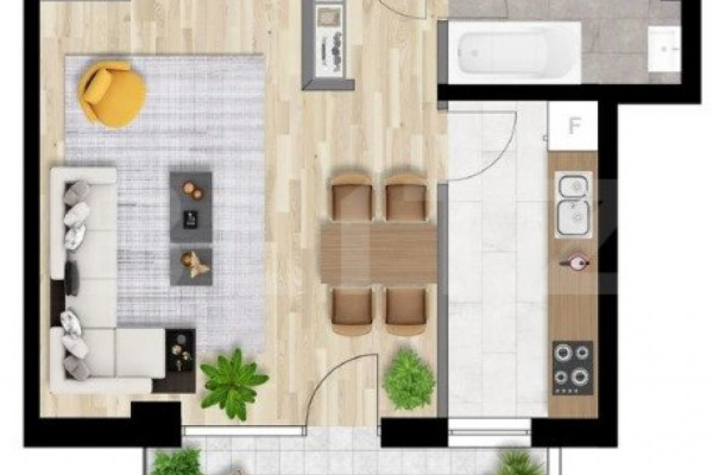 Apartament 1 camera, 37 mp, etaj intermediar, zona Iulius Ma