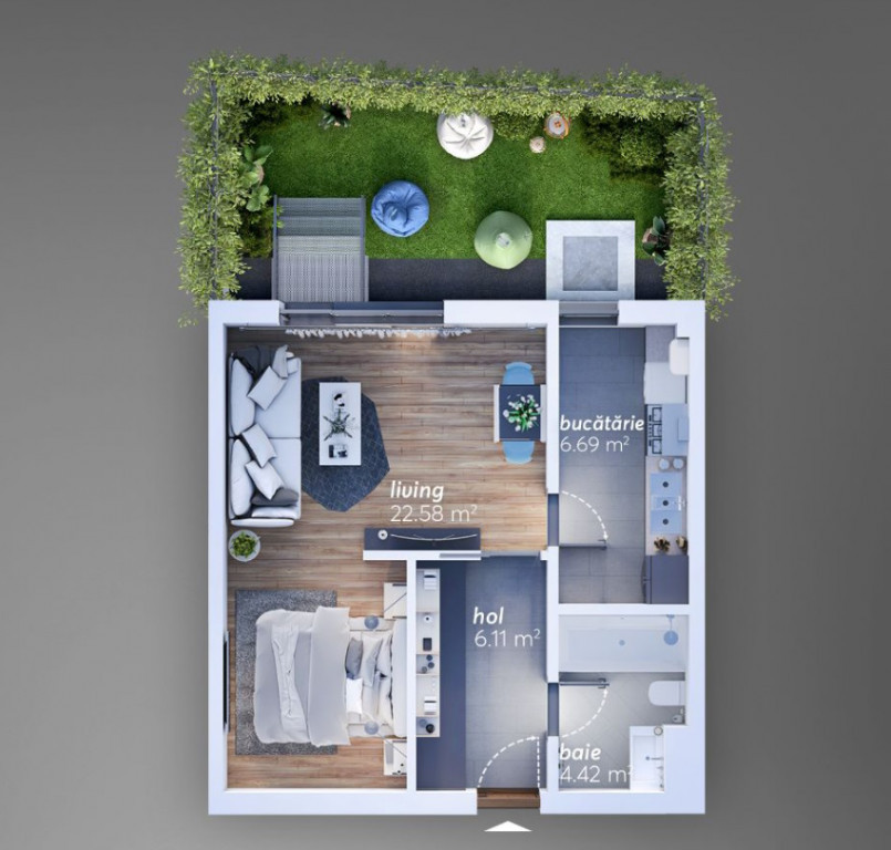 Studio nemobilat Ajustorului Residence Lacul Morii Uverturii