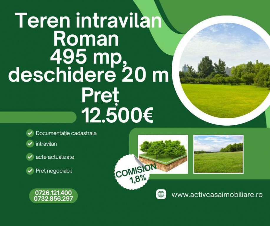 Teren intravilan Roman, ideal pentru constructie casa