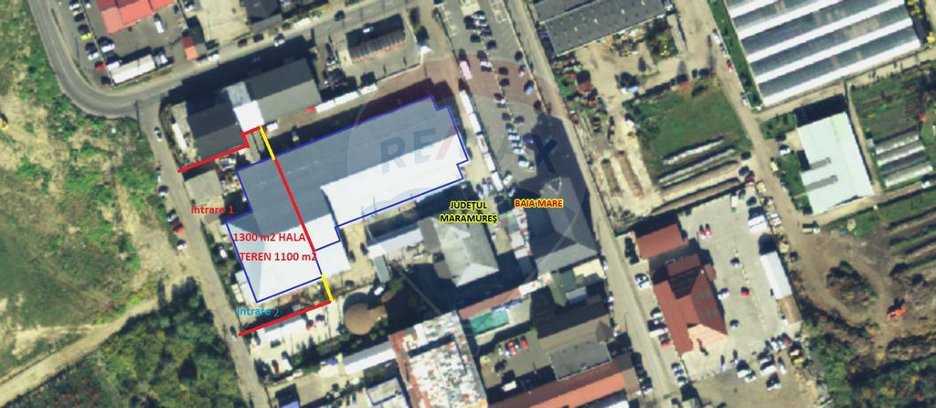 Spațiu industrial de 1,300mp si 1100mp teren cu 2 accesu...