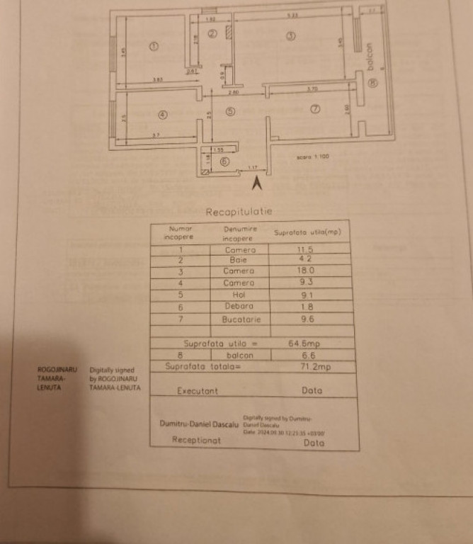 Dacia- Ap 3 camere decomandat, etaj 3, 71 mp - 95.000 euro