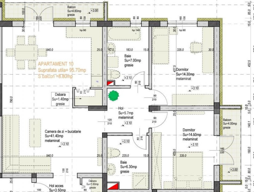 Apartament nou în ansamblu rezidențial 95.70 mp, Santandre