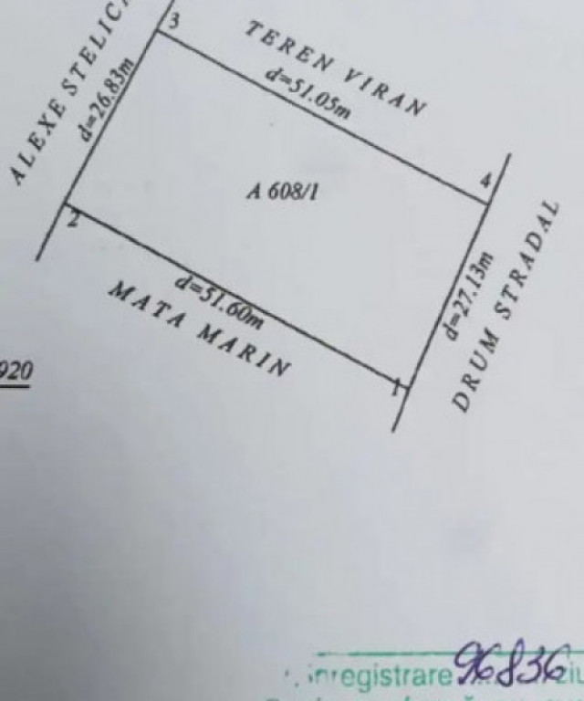 TUDOR VLADIMIRESCU-TEREN INTRAVILAN 1383 mp ,DESCHIDERE 27