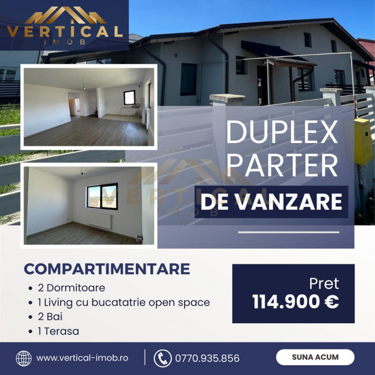 OFERTA!! Duplex cu 3 camere în zona de intrare Comuna