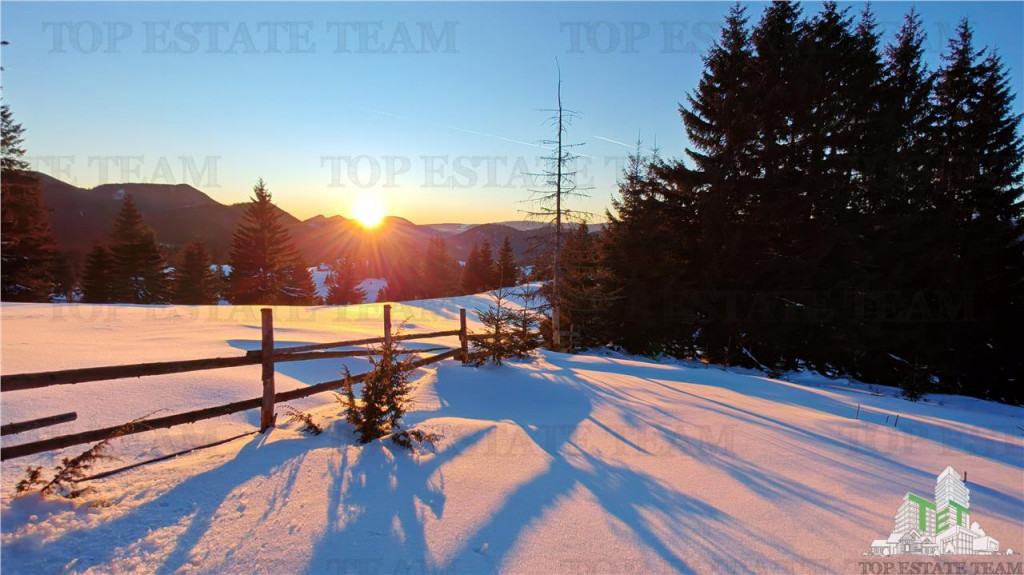 Teren de 14403 mp, platou montan pentru constructii, comple