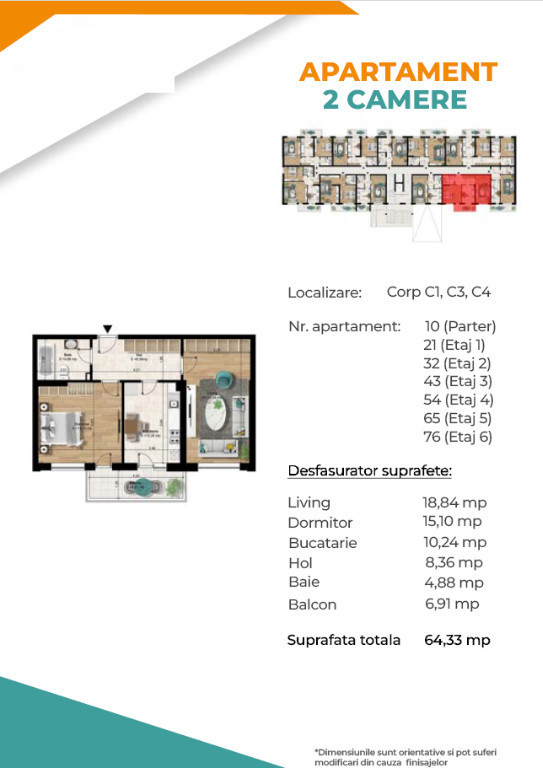 Apartament 2 camere în Popești-Leordeni, Strada Mireslau