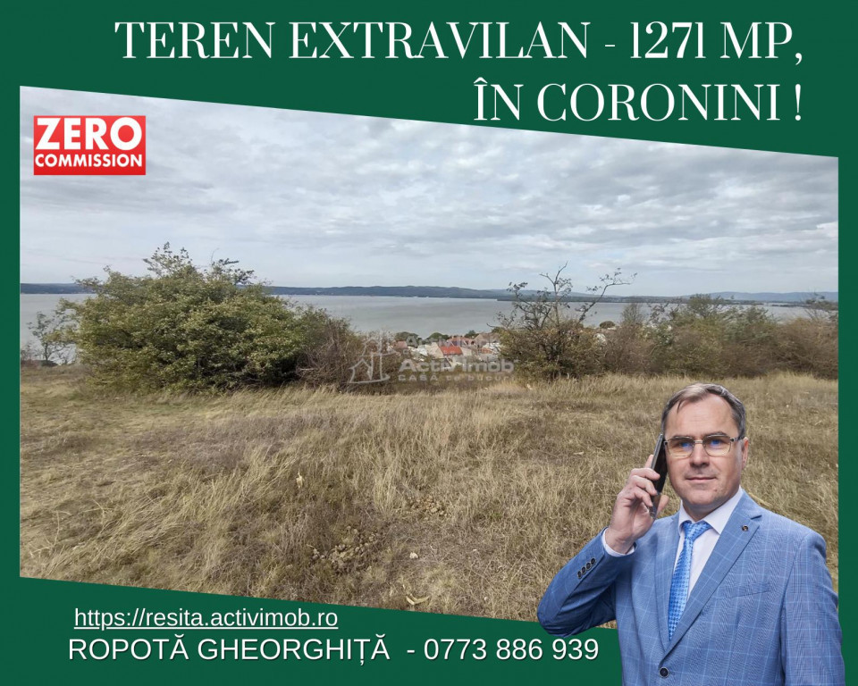 Coronini, Teren Drept, Vedere la Dunare, 1271 mp, 14,95 Euro