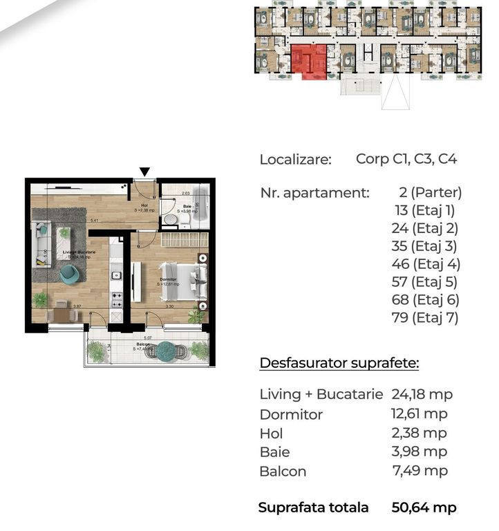 STUDIO 6 min metrou Berceni, 51 mp