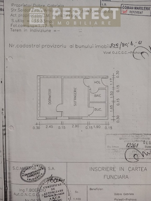 Apartament 2 camere, et.P/4, Vest - Dinu - 34500 euro